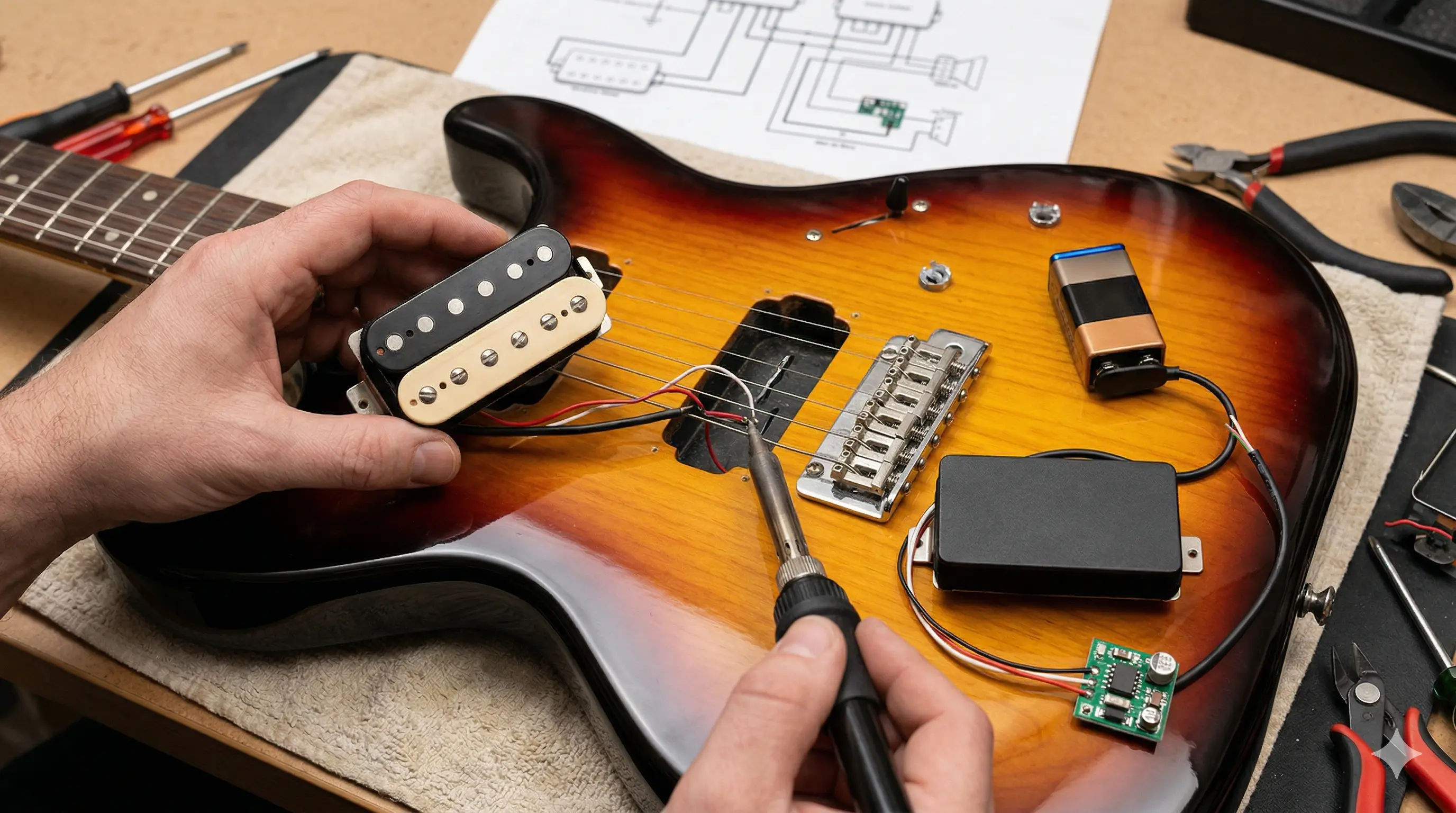 Wymiana przetworników w gitarze (pasywne czy aktywne) – jak zmienić brzmienie bez zmiany instrumentu?