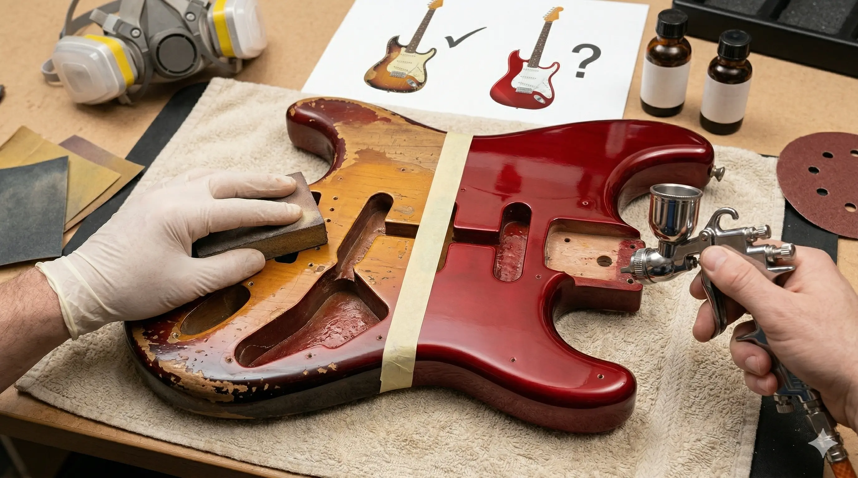 Refinish gitary w Poznaniu – kiedy położenie nowego lakieru to dobry pomysł, a kiedy błąd?